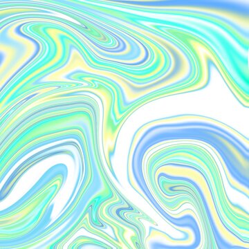 Abstract background rainbow green white blue yellow liquid marble with waves texture