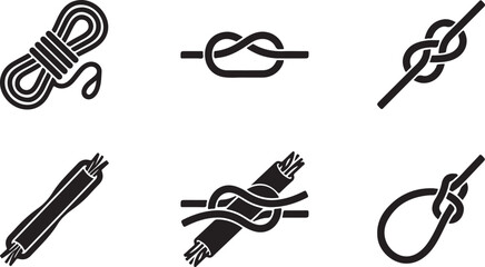 Six different types of basic knots in black and white vector style Vector © Alex