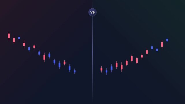 Bullish vs Bearish Candlestick Stock Market Chart Comparison