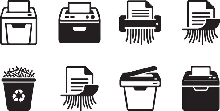 Black and white document management office icons set Vector