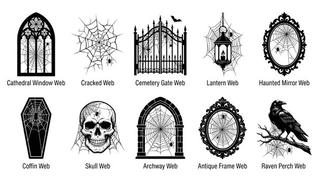 Cathedral Window Web with Intricate Patterns and Gothic Architecture Featuring Illustration, Vector, Clean Composition on Simple