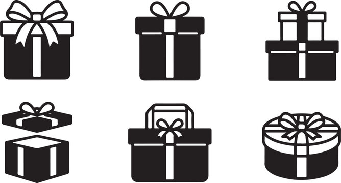 Six gift box icons with different styles and open designs Vector