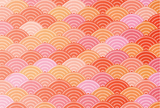 Traditional Japanese Seigaiha Wave Pattern in Warm Sunset Colors