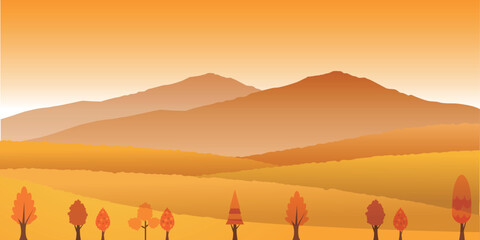 Fototapeta premium A Scenic Autumn Landscape with Mountains and Trees