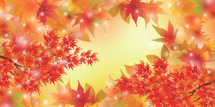Stunning Autumn Maple Leaves Glowing Background Illustration