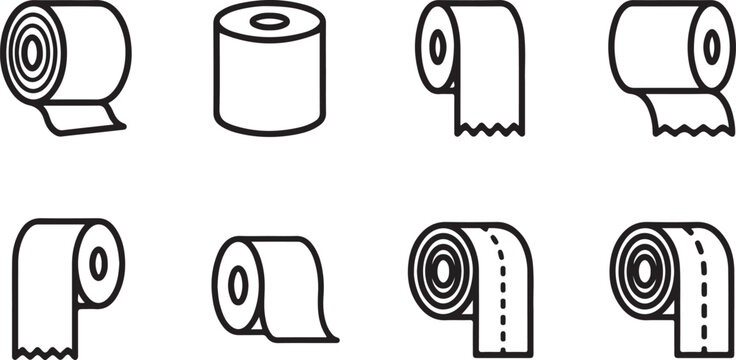 Eight different styles of toilet paper and paper towel icons Vector