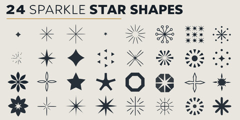sparkle star shapes in minimalist black and white vector style geometric icon pattern design symbol astronomy celestial decoration graphic element © Rekha