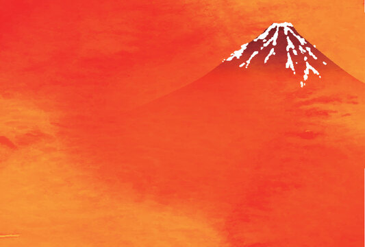 Red Mount Fuji at Sunrise Illustration