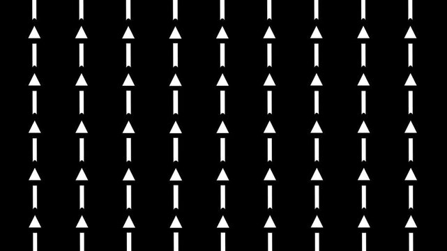 Simple black and white pattern of repeated vertical dashed arrows pointing up and down representing data fluctuation or price scale for modern app