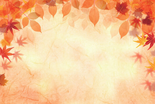 Elegant Autumn Leaves Frame on Textured Paper Background