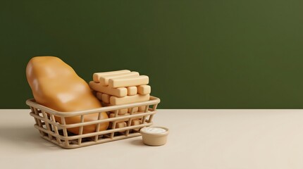 Fototapeta premium Gourmet Golden Potato and Crispy Fries Presentation