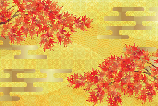 Elegant Japanese Gold Pattern with Autumn Maple Leaves