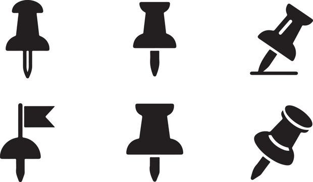 Six different push pins with various styles and flags Vector