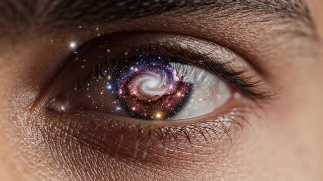 Universe in Human Eye Macro Concept
