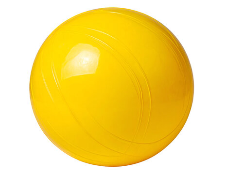 Yellow plastic toy ball isolated on transparent background