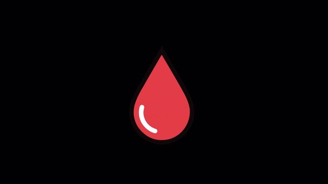 Red blood drop icon pulsing as a medical symbol for donation