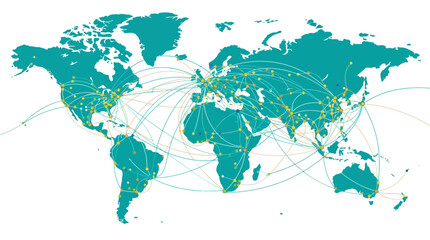 Global Logistics Network and International Communication Connection Map © Red