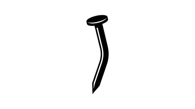 Bent metal nail icon isolated on transparent background
