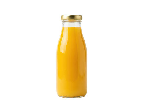Fresh orange juice bottle with gold cap