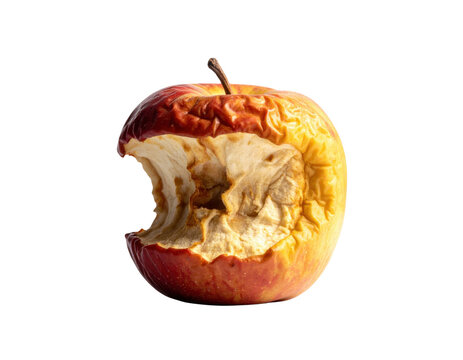 Bitten apple with oxidized brown flesh isolated
