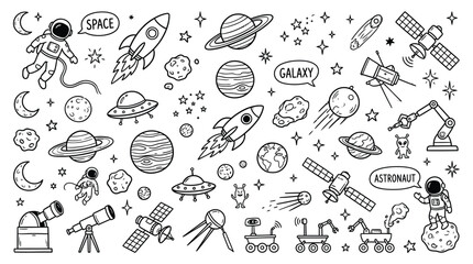 Adobe IllustratSpace Exploration and Astronomy Icons – High‑Resolution Illustration Representing Universe, Science, and Discovery for Education, Technology, and Creative Projectsor Artwork © Tacaz