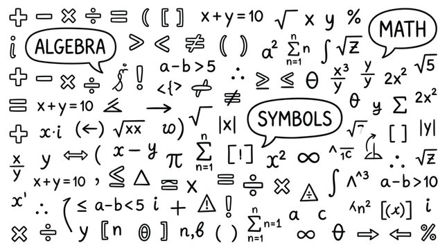AdobeAlgebra and Math Symbols &ndash; High‑Resolution Illustration Representing Equations, Formulas, and Geometry for Education, Science, and Creative Projects Illustrator Artwork