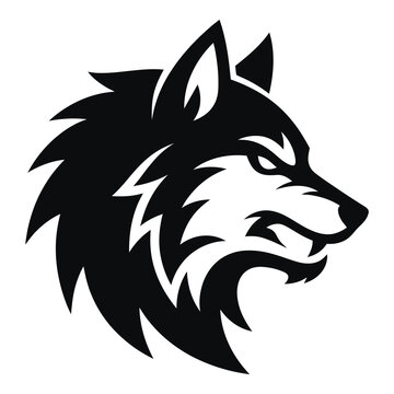 Black silhouette of a wolf head in profile view  side view icon