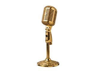 Fototapeta premium Golden vintage microphone on stand