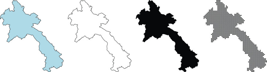 Obraz premium Laos Country Map Vector Outline Isolated Geographic Shape