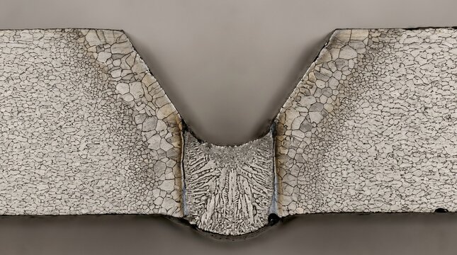 Cross section macrograph of a butt weld joint showing metal microstructure.