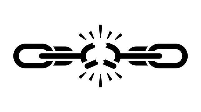 Broken metal chain link icon isolated on transparent background
