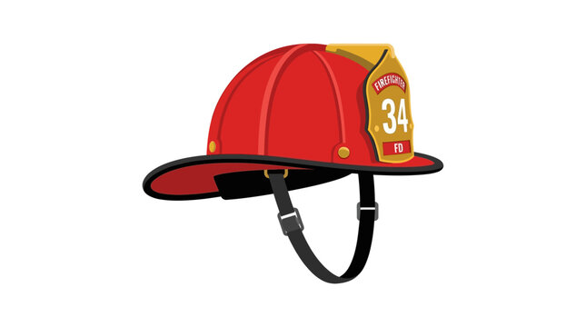 A simple illustration of a firefighter's helmet with a chin strap and number