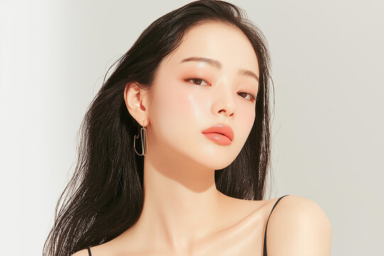 美容, 女性, スキンケア, 化粧品, ビューティー, 若い女性, 美肌, 日本人, アジア人, フェイシャル, メイク, 美容液, 保湿, クリーム, エイジングケア, 美容医療, エステ, 美容クリニック, 肌ケア, ナチュラルメイク, 透明感, ツヤ肌, モデル, 笑顔, ポートレート, クローズアップ, リラックス, 癒し, 健康的, 美白, コラーゲン, ヒアルロン酸, アンチエイジング