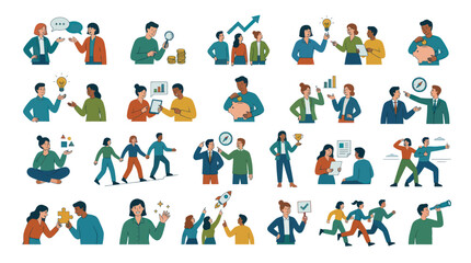 Fototapeta premium Flat Design Business People Icons - Teamwork, Finance, Success, Strategy