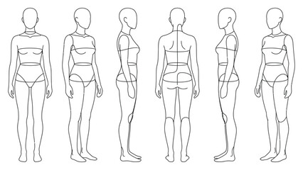Female fashion figure template for clothing design sketches © tanuzz