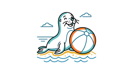 Seal playing with beach ball. © Ike