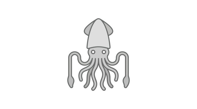 Squid Cephalopod Marine Animal Illustration.