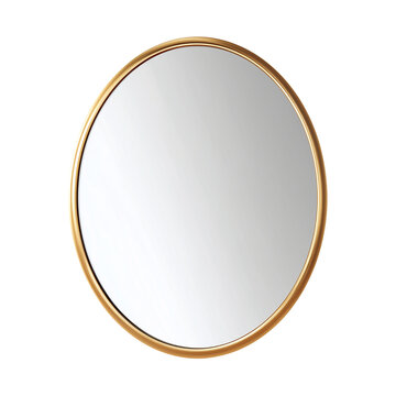 Round minimalist wall mirror isolated on transparent background. PNG. Generated AI