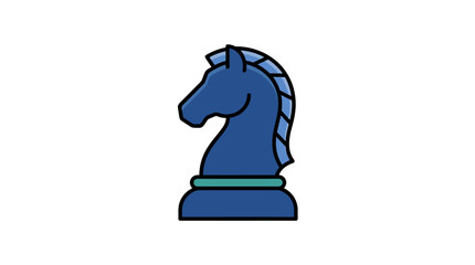 Blue chess knight piece closeup. © beatrice