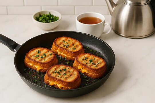Easy homemade toasted sandwich with melted cheese prepared for a quick snack or light meal.