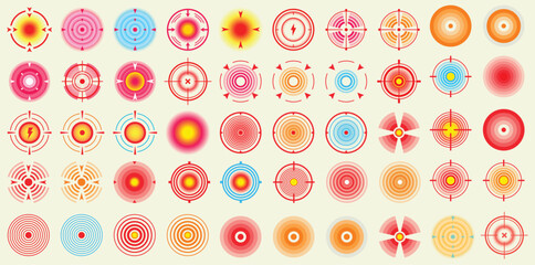 Target and crosshair effect collection featuring radar circles, focus markers, aiming reticles, glowing indicators, and HUD interface elements. Futuristic vector set perfect for gaming, UI, sci-fi gra © Rahidul