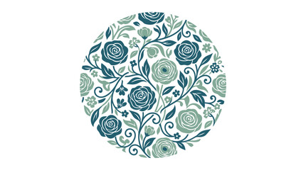 Blue floral pattern on white background. © Isna