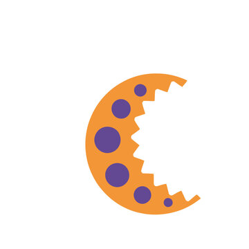Orange crescent with purple dots and bite marks