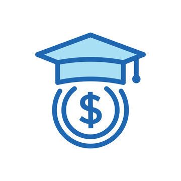 Student Support with Money. Charity and Donation Concept Icon. Affordable education. Charitable foundation for Education. Financial Aid for Learning. Editable stroke. Vector illustration
