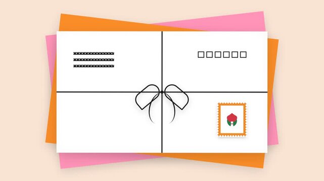 Generic Postcard Animation with Blank White Copy Space and Colorful Graphic Background