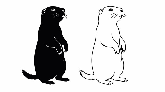 Black and white gopher silhouettes standing in minimalist vector style