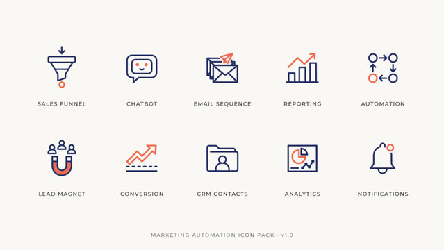 Marketing automation workflow and chatbot UI icons &ndash; Ideal for email marketing sequence platforms, smart scheduling tools, or SaaS dashboard menus.