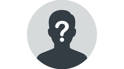 Fototapeta premium Unknown person profile icon with question mark silhouette placeholder avatar design