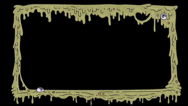 Spooky slime frame background presentation with creepy eyeballs halloween theme