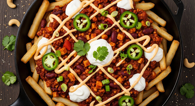 TVP And Bean Chili Cheese Fries High Protein Vegan